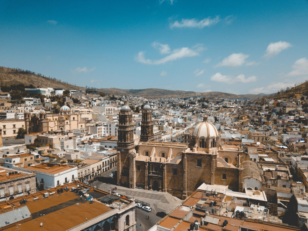 aerial-shot-cathedral-zacatecas-mexico-blue-sky-daytime